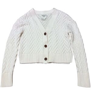 Abercrombie & Fitch Ivory Textured Cardigan Sweater Women’s Small Cozy Relaxed